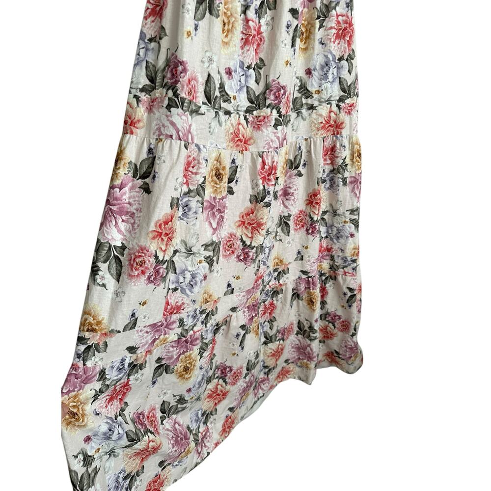 NEW House Of Harlow 1960 Floral Linen Tier Bow Tie Shoulder Long Maxi Dress Med - Picture 8 of 12